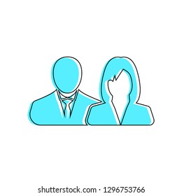 Male and female as business people icon. Linear fill men and women icon - vector