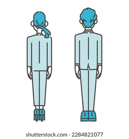 Male and female businessperson in back view [Vector illustration].