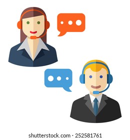 Male and female call center avatar icons