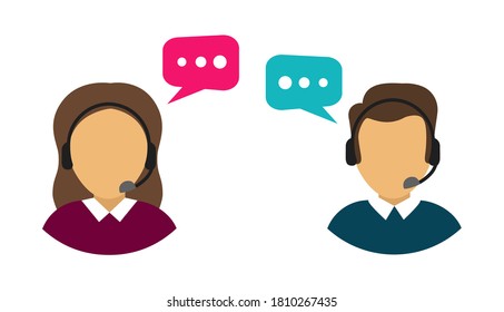 Male and female call center avatars. Costumer support service.