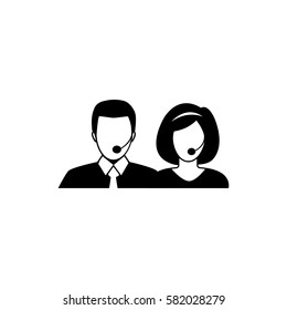Male and female call center operator icon vector illustration. Customer service icon on white background.