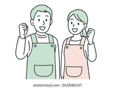 Male and Female Care Workers or Childcare Staff Working Cheerfully