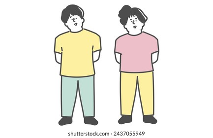 Male and female caregiver illustration