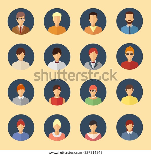 Male Female Character Avatars Flat Style Stock Vector Royalty Free 329316548