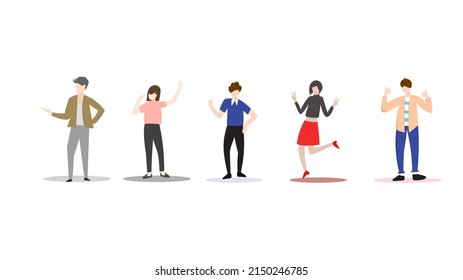 Male and female characters have different faces, skin tones, hairstyles, outfits vector.isolated on white background ,Vector illustration EPS 10