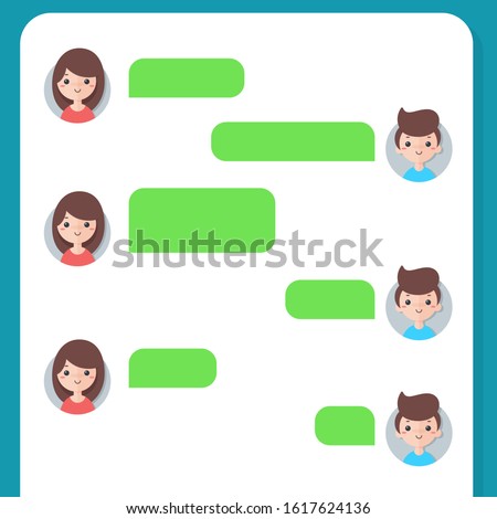 Male and female chat message bubbles on the mobile phone screen. The concept of selling products on social media.
