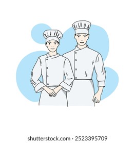 Male and female chef cook