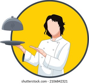 A Male Or Female Chef Serving Hot Food Png Vector Can Be Used In Hospitality Industry Mainly In Restaurant Related Projects Or Posts. Can Be Used In A Logo Of A Startup Business. 