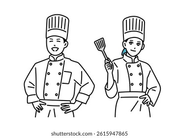 Male and female chefs in uniform