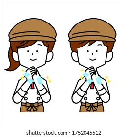 Male and female chefs washing hands