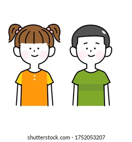 Male and female children facing us with a smile