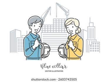 Male and female construction site workers doing fist pumps