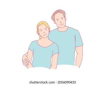 Male and female couples Romantic  positive emotion concept