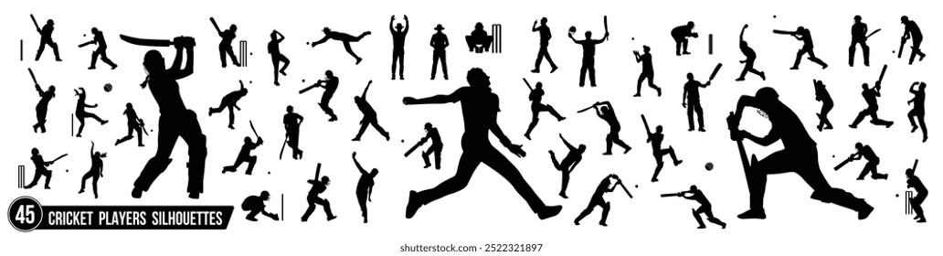 Male and female cricket player silhouette