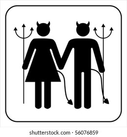 Male and female devil  sign vector