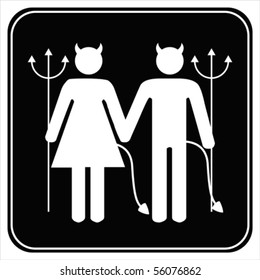 Male and female devil  sign vector