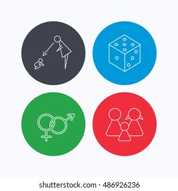 Male, female, dice and family icons.