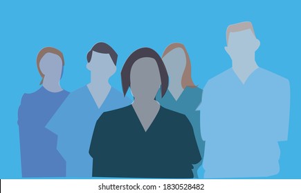 Male and female doctor, flat illustration, vector illustration, cartoon character character set. Health care hospital medical staff in uniform: doctor, nurse. The concept of a professional medical