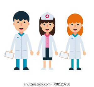 Male and female doctors set isolated on white background.  Flat man and woman profession characters