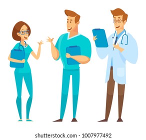 Male Female Doctors Talking Each Other Stock Vector (Royalty Free ...