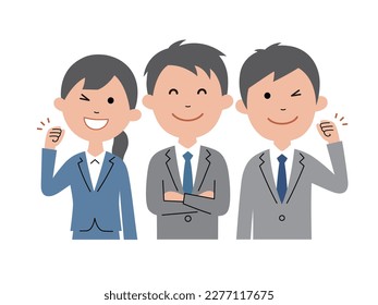 Male and female employees who are motivated for business
