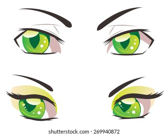 Male Female Eyes Green Color Manga Stock Vector (Royalty Free) 269940872