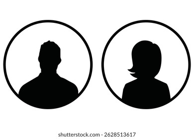 Male and female face silhouette or icon. Man and woman avatar profile. Unknown or anonymous person. eps 10