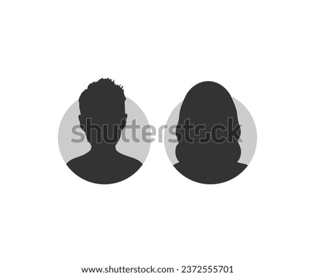 Male and female face silhouette or icon. Male and Female face silhouette. Profile picture, portrait symbol. User member. Circle button with avatar photo silhouette vector design and illustration.

