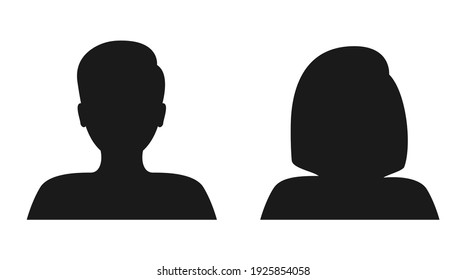Male And Female Face Silhouette. People Avatar Profile. Man And Woman Portraits. Vector Illustration.