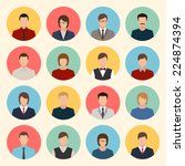 male and female faces avatars. flat style vector icons set