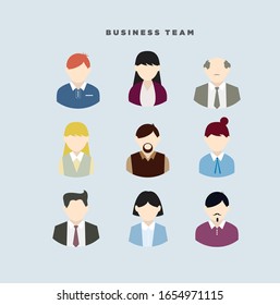 male and female faces avatars. flat style vector icons set