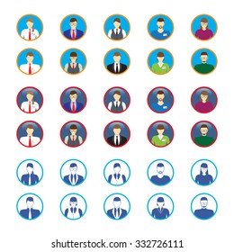 Male and female faces icons. Business people avatars. Icons, avatars set.