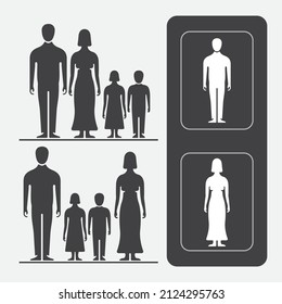 Male Female and Family vector icons