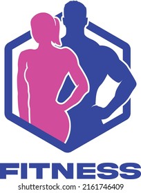 Male Female Fitness Logo Training Man And Woman Silhouettes Style
