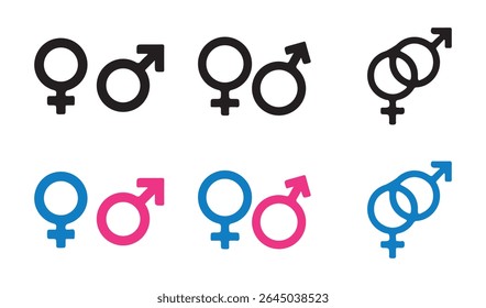 Male and female gender icon set isolated. Gander symbol, vector simple icons collection. Vector eps 10