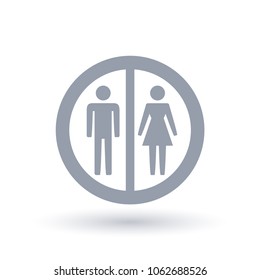 Male and female gender sign in circle outline. Woman and man icon. Ladies and mens silhouette symbol. 