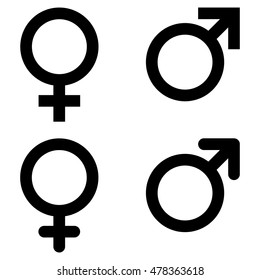 Male And Female Gender Symbol Set , Vector Illustration