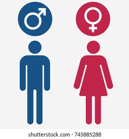 Male And Female Gender Symbol Set, Man Woman Sign Vector