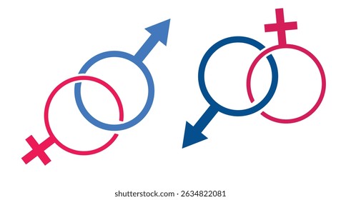 male and female gender symbols or icons vector illustration 
 Female Male Gender Symbol Isolated on white background .