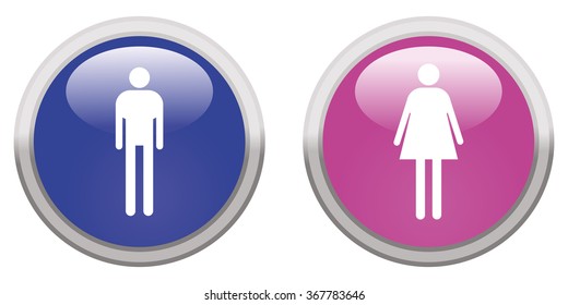 Male and female glossy icons, vector