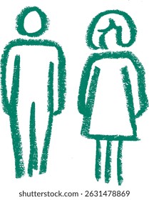 Masculino Feminino Grupo de Pessoas Ícones relacionados Giz de giz de giz de cera Desenho Vetor