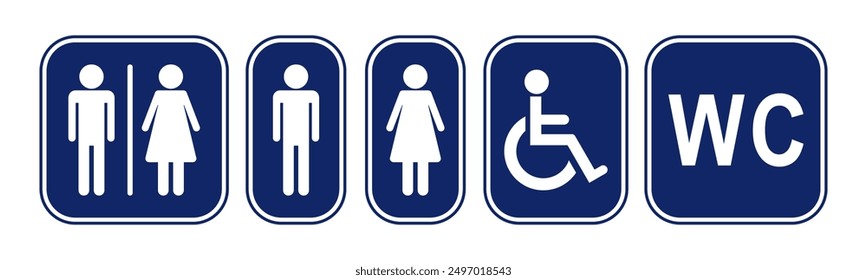 Male female handicap disable wc icons. isolated vector signs or symbols.