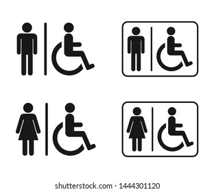 Male / Female / Handicap toilet sign set, vector illustration