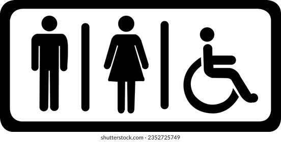 Male  Female Handicap toilet sign, vector illustration disabled person toilet symbols