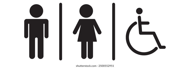 Male, female and handicap toilet sign. Vector graphic illustration isolated on white background.