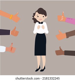 Male And Female Hands Clapping Bravo Applause. Flat Concept Vector Illustration