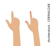 Male and female hands with pointing finger. Vector illustration.