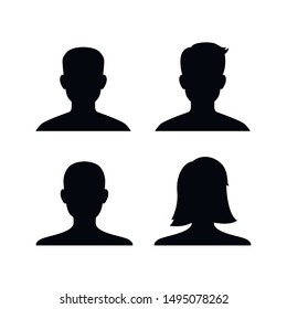 Male and female head silhouettes avatar, profile icons. Vector.
