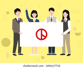 Male and female high school students voting.