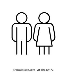 Male and Female Icon Outline Style Thin Line Symbol for Restroom or Gender Representation